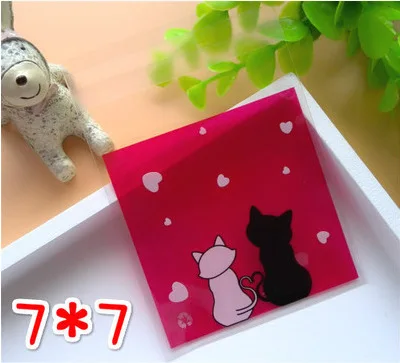 100pcs Lovely Cat Party Cookies Biscuits Bags Self-adhesive Wedding Cellophane Bag Cake Candy Gift | Дом и сад