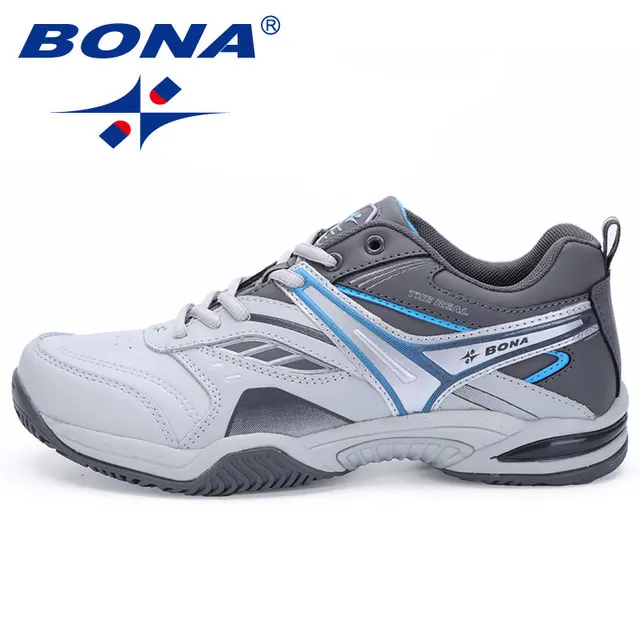 BONA New Classics Style Men Tennis Shoes Lace Up Men Sport Shoes Top Quality Comfortable Male Sneakers Shoes Fast Free Shipping Gray