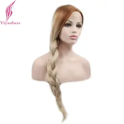 Yiyaobess Glueless естественной Длинные прямые Золотой блондинку Ombre Синтетические волосы на кружеве парик синтетические парики волос для Для