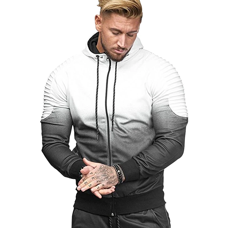 2018New High Street Hip Hop Hoodies Fashion Brand 3D Gradient Printed Hoodies Men Sportswear Sweatshirt Men Tracksuits Plus Size