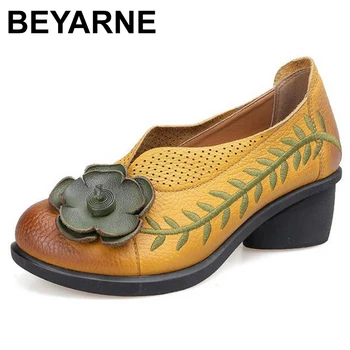 

BEYARNE 2019 Genuine Leather Autumn Pregnant Women Shoes Female Moccasins Women Casual Shoes Flats Slip-on Shoes WomenE317