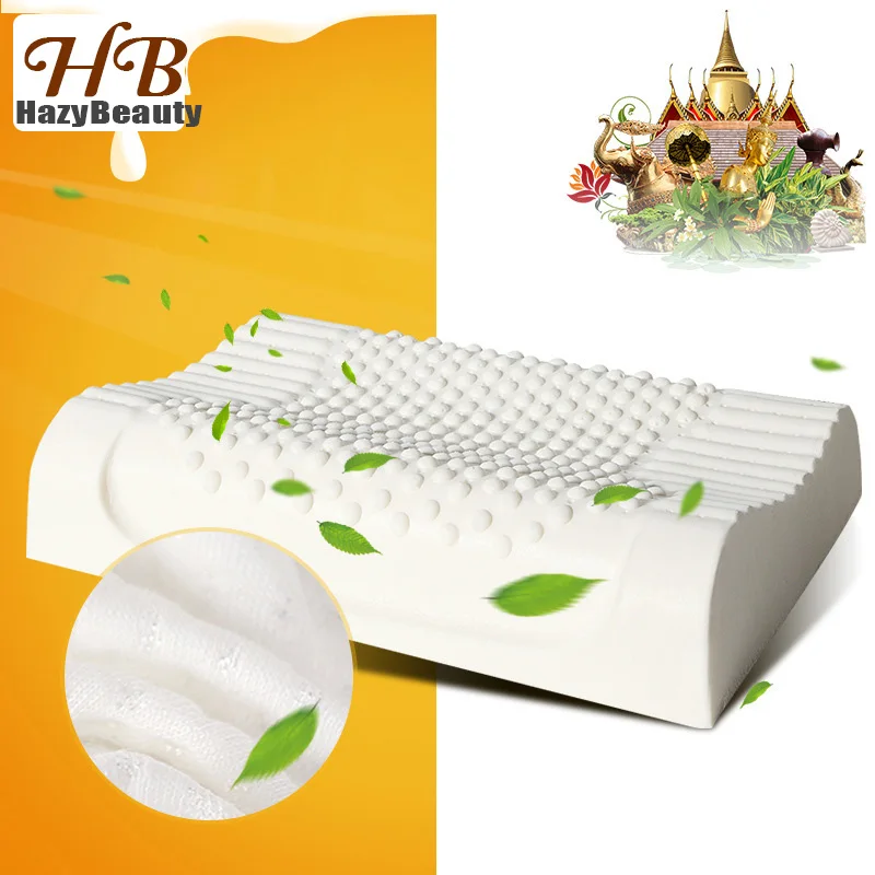 Comprar Tailandia de látex Natural de la cama Cervical Almohada de atención de la salud Almohada ortopédica para cuello Dunlopillo de espuma de látex Almohada para dormir Almohada