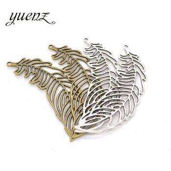 

YuenZ 5pcs 2 color Antique bronze feather Charm fit for Bracelets Necklace Pendant DIY Metal Jewelry 63*21mm D303