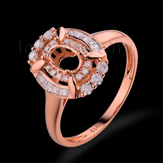 

Solid 14Kt Rose Gold Natural Diamond Setting Ring,Engagement Semi Mount Ring Oval 4x6mm For Sale WP268