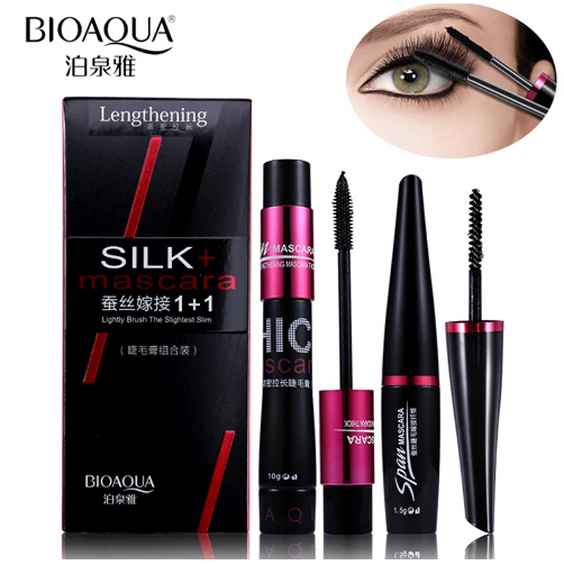 

BIOAQUA Black Silk Fiber Mascara Makeup Set Eyelash Extension Lengthening Volume 4D Mascara Waterproof Cosmetics 2pcs/lot