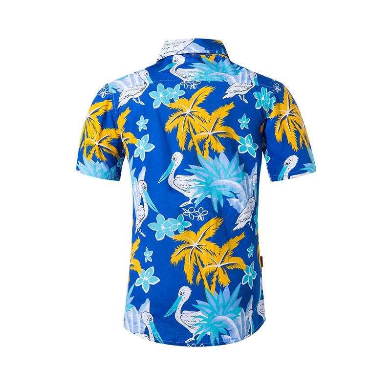 Летние Гавайские футболки с коротким рукавом, мужские пляжные рубашки, модные хлопковые повседневные рубашки с цветочным принтом, мужская одежда размера плюс 5XL