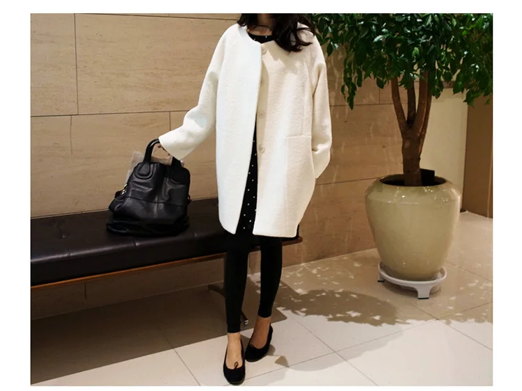 Однобортное осенне-зимнее корейское Женское шерстяное пальто с открытыми плечами Пальто-кокон