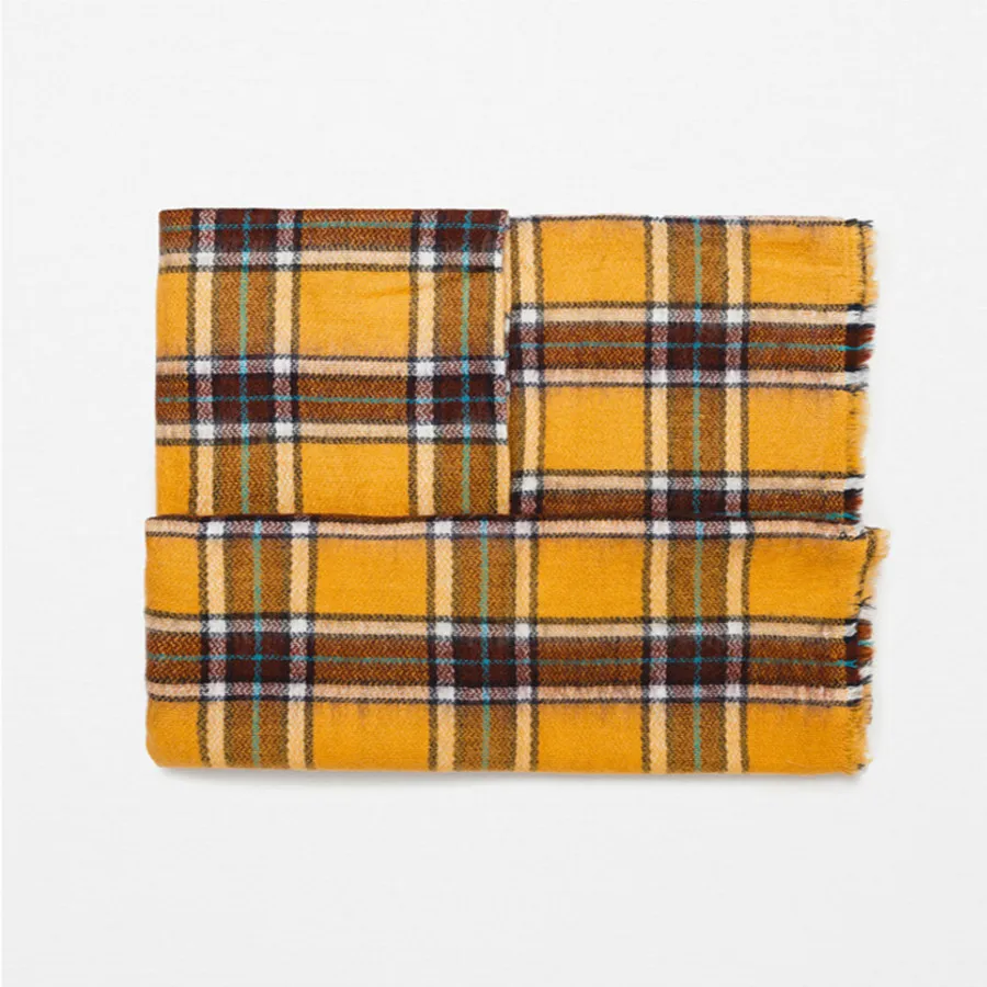 Ode To Joy High Quality yellow Plaid Women Scarf Cashmere Winter Scarf Female Warm font