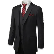 Деловой костюм из трех предметов, однобортный костюм с отворотом, Элегантный Модный мужской костюм из трех предметов