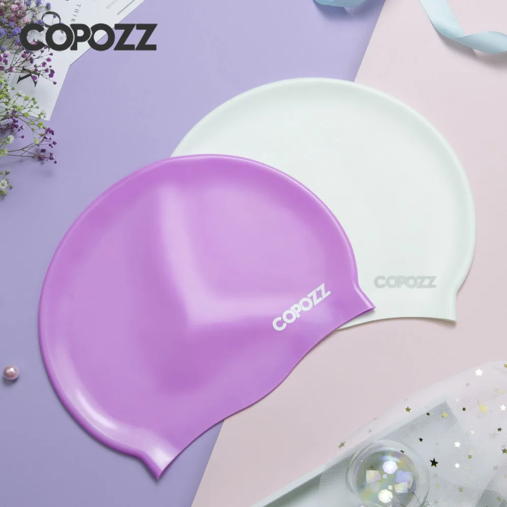 Copozz Men Elastic Swimming Hat  Large Size Swimming Wear Professional Adults Waterproof Swimming Hat Silicone Swimming Caps