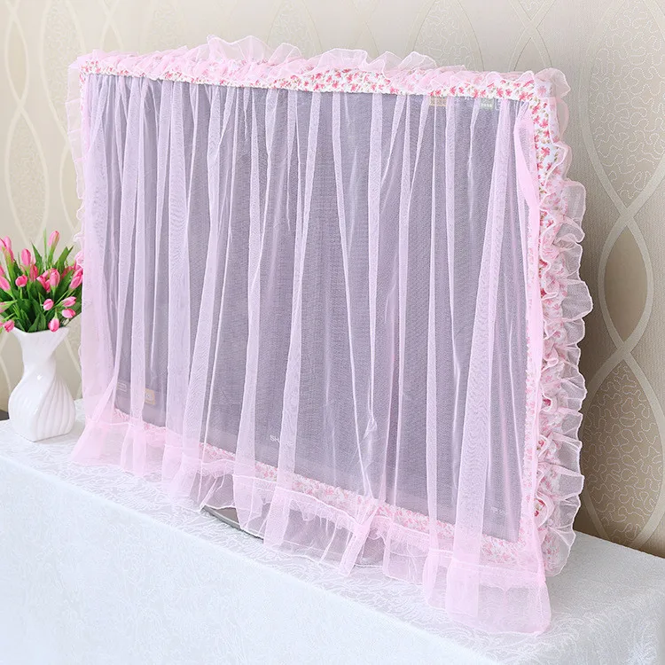 

Hot Sales Cloth Curtain Lace TV Television Circles Dust Cover a Variety Of Sizes TV Sets Wholesale Side Storage Bag Home Textile