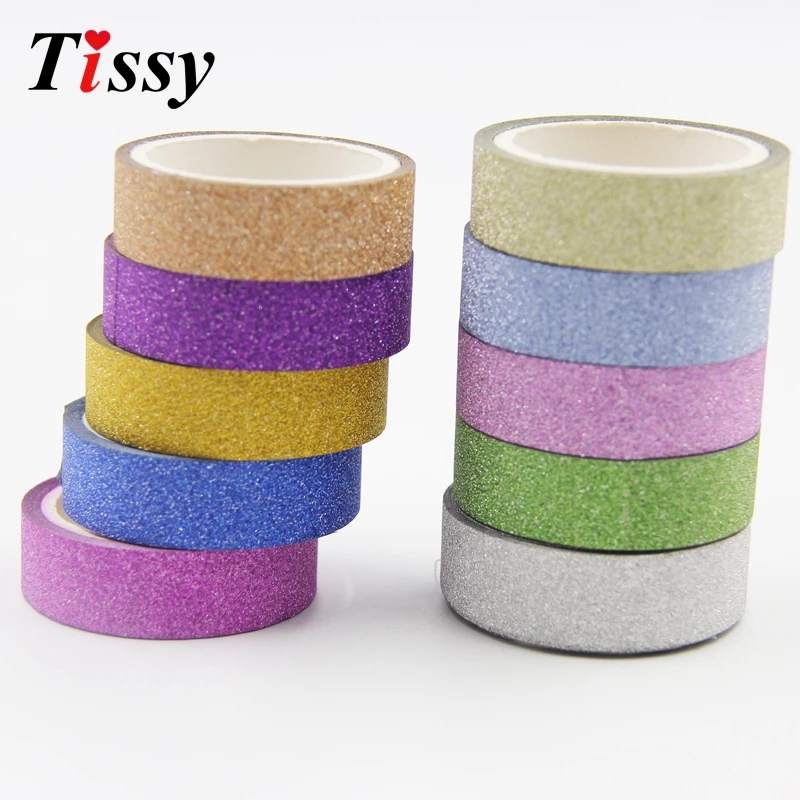 

High Quality!1PC 4M 10Colors Glitter Matte Tapes Masking&Scrapbooking Paper Tape For Diary book/DIY Crafts Decoration/Kids Gift