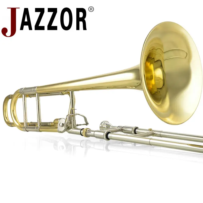 JAZZOR JBSL-801 tenor trombone B/F Плоский профессиональный белый медный тромбон с мундштуком с Чехол, перчатки, золотой Латунный ветер