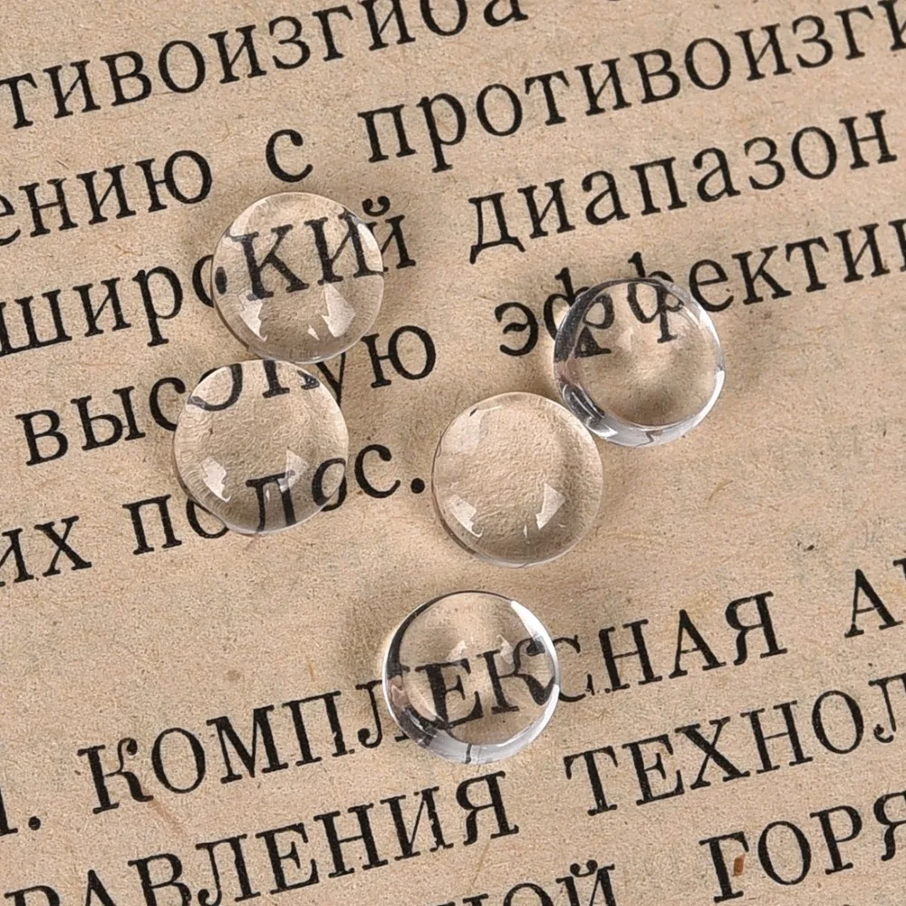 6mm Round Cabochons Transparent Glass Clear Flat Back (6)