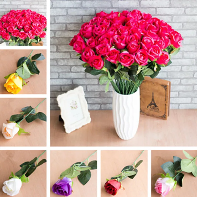 

20Pcs Fake Single Stem Rose 19.69" Length Simulation Venus Roses for Home Wedding Decorative Artificial Flowers