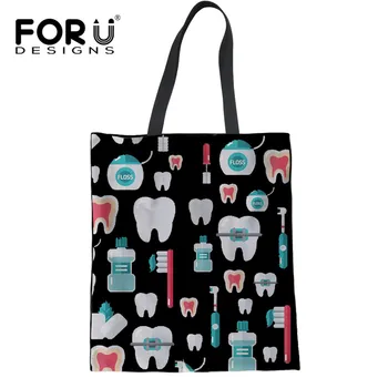 

FORUDESIGNS Handbags Women Luxury Messneger Bags Cartoon Cute Dentist Prints Ladies Canvas Corssbody Shoulder Bags for Ladies
