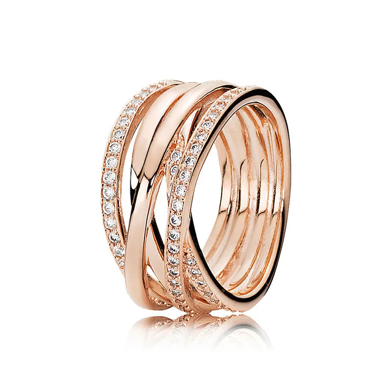 

Pan home s925 silver intertwined ring sterling silver rmulti-ring shiny personality female index finger