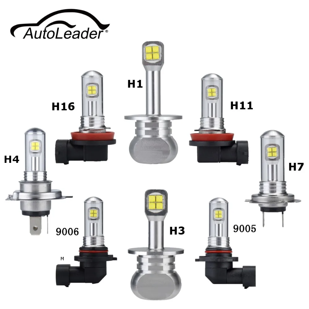 AutoLeader A18 H4 H7 H11 Противотуманные огни бег Светильник лампы авто светодиодный светильник с H1 H3 H16 9005 9006 1500lm белый 6000 К 80 Вт