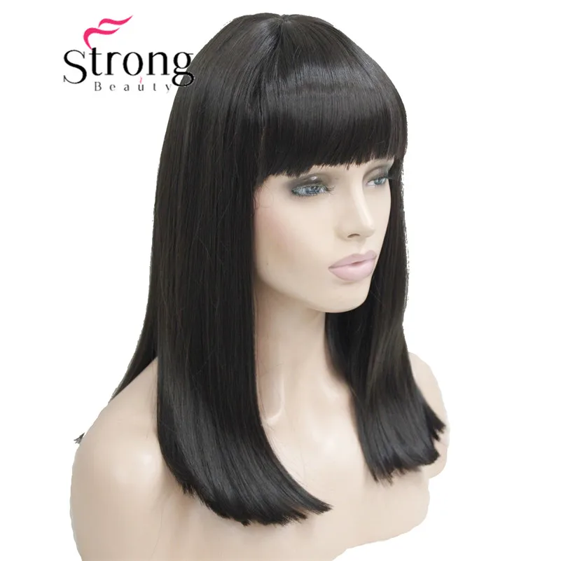 L-5339+15 #4 Medium length heat ok dark brown dot skin top theater cleopatra wig (3)
