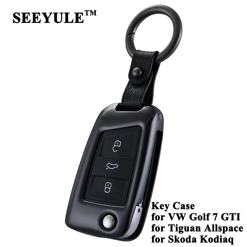 

SEEYULE Car Key Case Shell Key Cover Chain Storage Accessories for Volkswagen VW Golf MK7 GTI Tiguan Skoda Kodiaq Octavia Superb