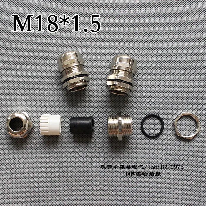 1 шт. M18* 1,5 никель латунь металл силикагель Водонепроницаемые кабельные сальники разъем применяются к кабелю 6-10 мм