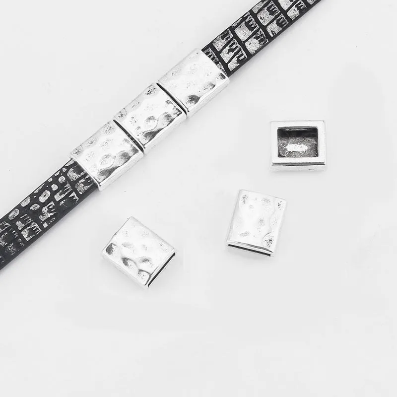 10pcs Square Shape Slider Spacer Fit Flat Leather For Bracelet Making DIY Fashion Jewelry Accessories 10x2mm | Украшения и