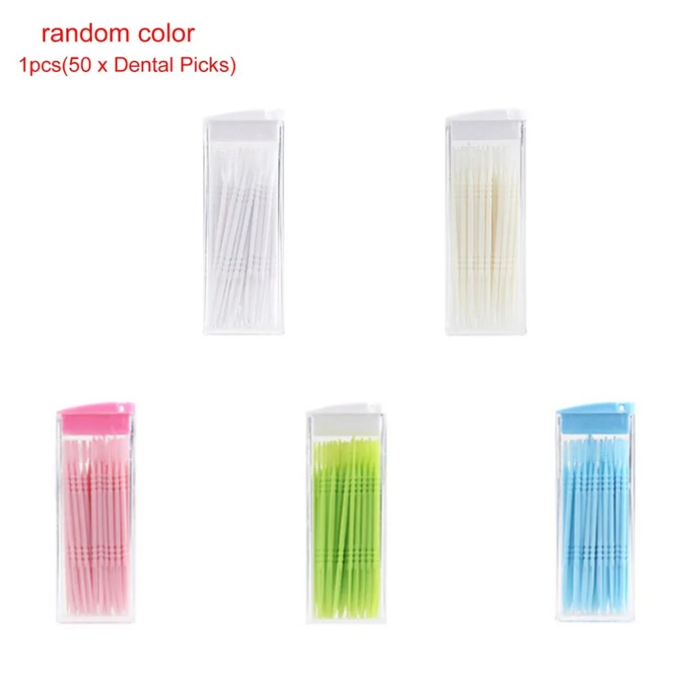 Portable Double Head Brush Tooth Picks Plastic Interdental Toothpick