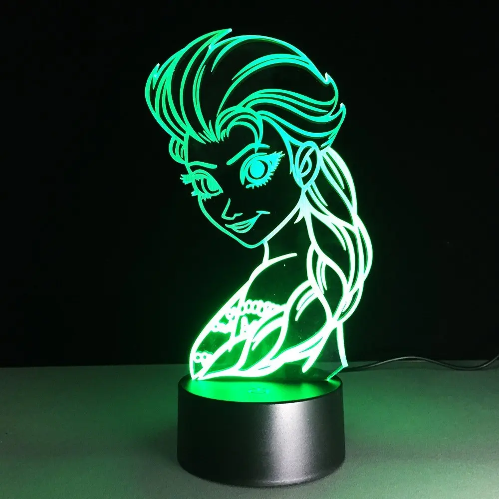 Снежная королева принцесса Эльза Анна фигурка ночного света изменение цвета 3D лампа USB Настольная Сенсорная лампа для детей подарок