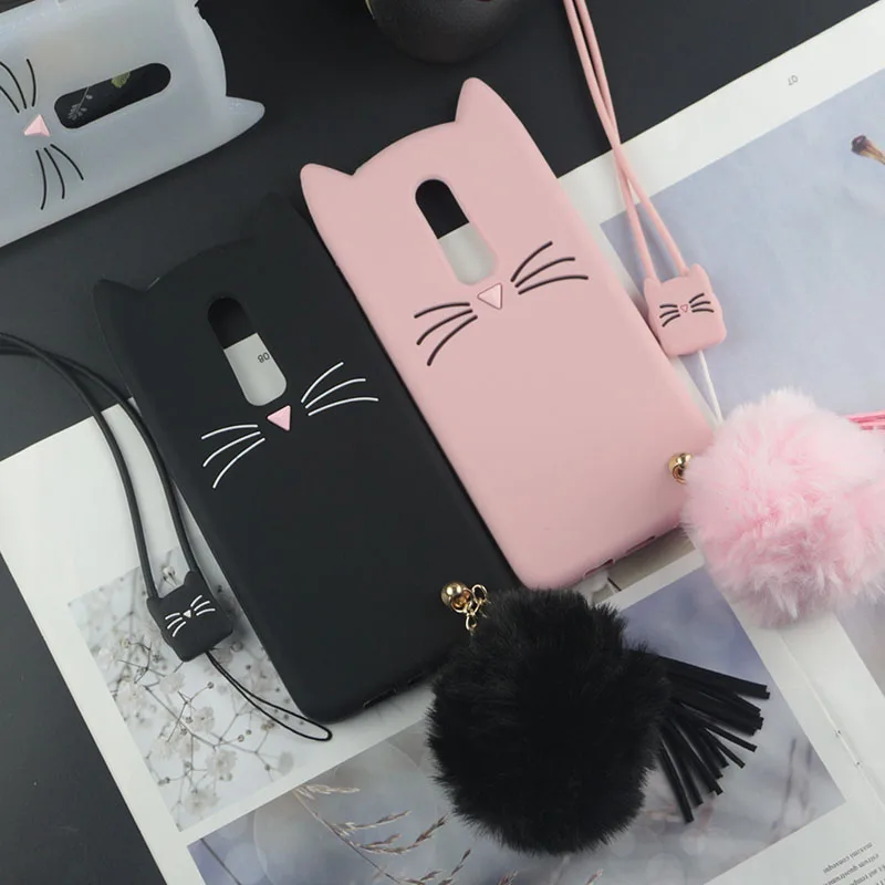 

Cute 3D Cartoon Silicon Case for OnePlus 6T Cases Japan Glitter Beard Cat Lovely Ears Kitty Phone Cover One Plus 1 6 5T 3T 5 3 T