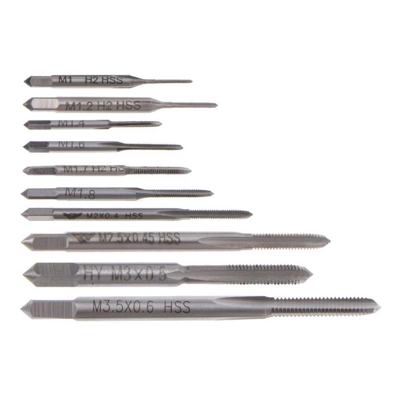 

10Pcs M1 To M3.5 Machine Hand Tap Set HSS Thread Wire Tapping Threading Taps #Aug.26