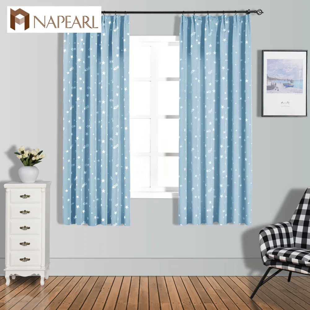 

NAPEARL Short Curtains Stars Jacquard Drops for Bedroom Windows Kitchen Semi Shade Drapery Thread Fabric Tape Ready Made Elegant