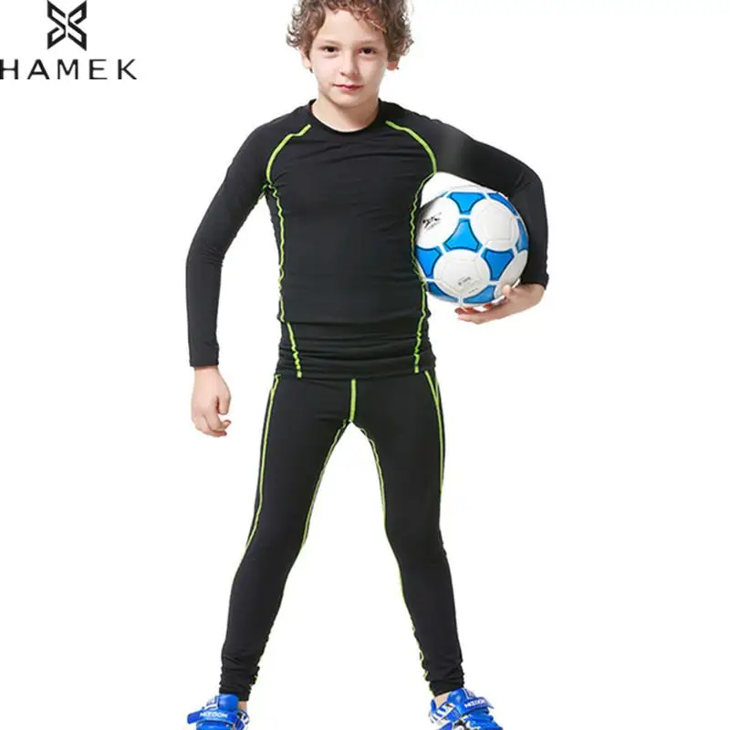 Kids Running Sets Compression Workout Tights Boys Soccer Basketball