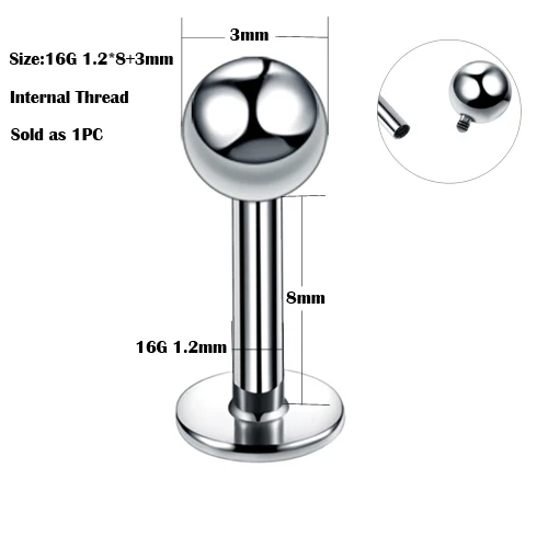 1 шт., 16 г, 14 г, титановый трагус, пирсинг, пирсинг, губы, кольца, пирсинг, ореха, ухо, пирсинг хряща, Лабрет, ювелирные изделия для тела - Окраска металла: T1109