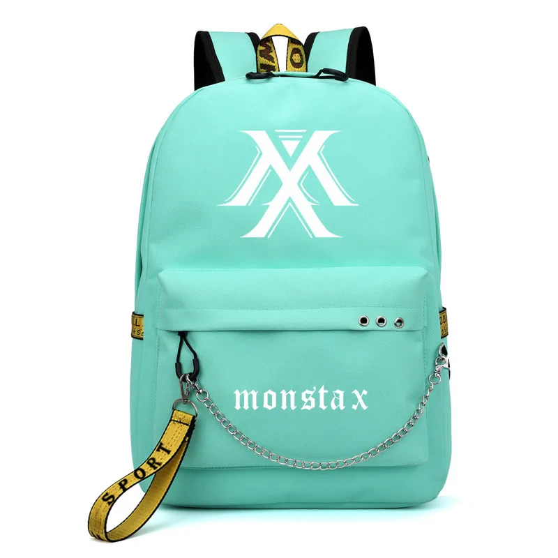 MONSTA X I.M Shownu рюкзак с принтом, корейский модный женский розовый рюкзак, Холщовый школьный рюкзак для девочек-подростков, рюкзак для ноутбука - Цвет: GREEN