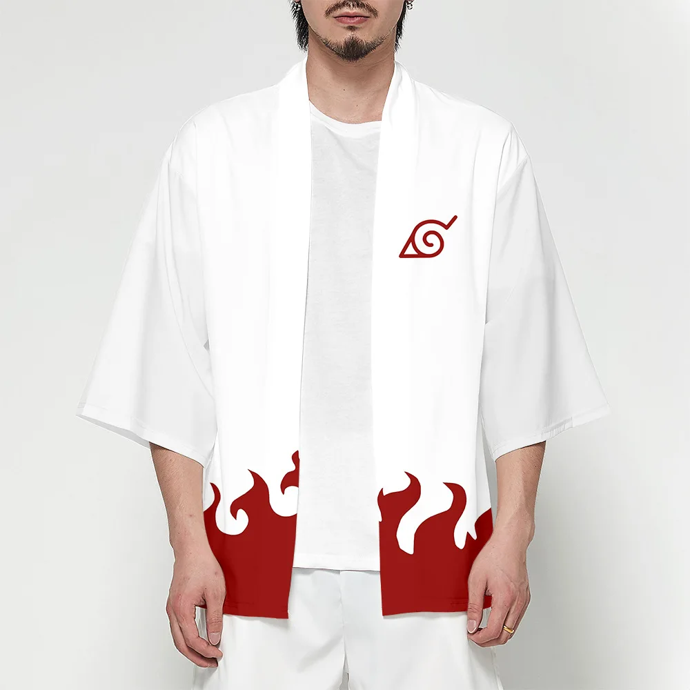 Аниме Наруто йондайме Hokage японское кимоно для мужчин кардиган рубашка блузка юката мужчин Haori Obi одежда самурая Косплей Костюм