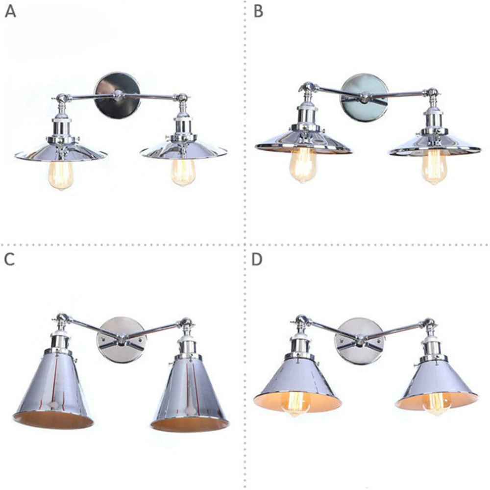 

Antique Double Wall Sconce Vintage Industrial 2-Lights Wall Light with High Quality Chrome Finish Luminaires for Home Lighting