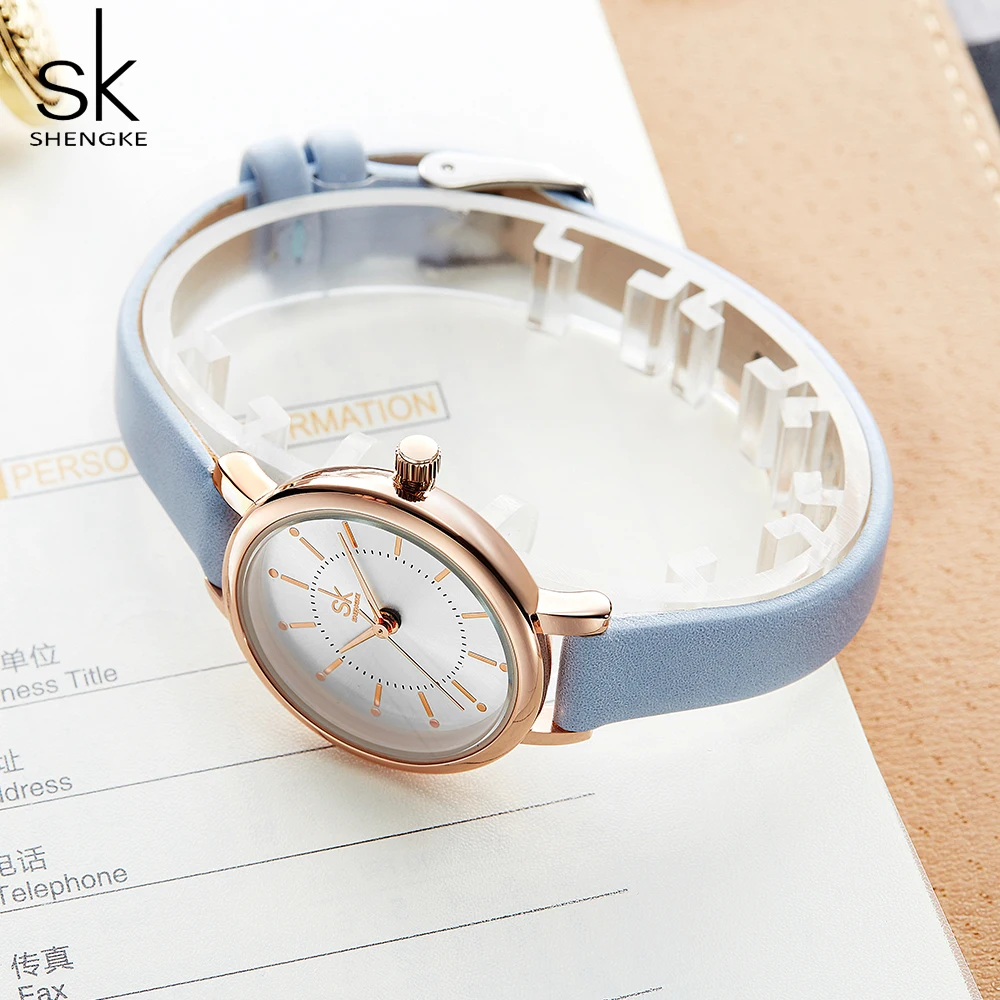 Ceny Shengke zegarki damskie marki luksusowej mody panie skórzany pasek do zegarka zegarek kwarcowy kobiet prezenty zegar Reloj Mujer