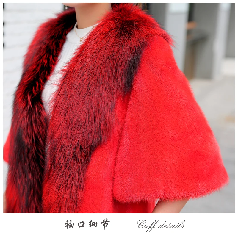 Натуральное меховое пальто от Natural2019 модное женское длинное пальто из натурального меха норки с воротником из меха серебристой лисы Розничная/ для зимы