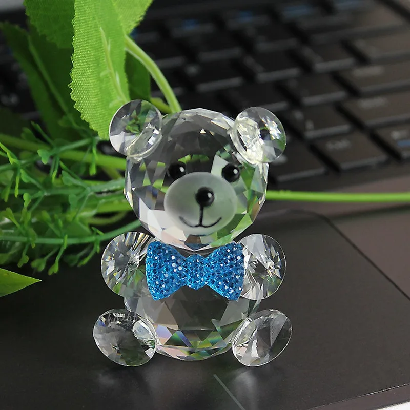 Crystal Cute Bear Figurine Miniatures Glass Decorative Animal