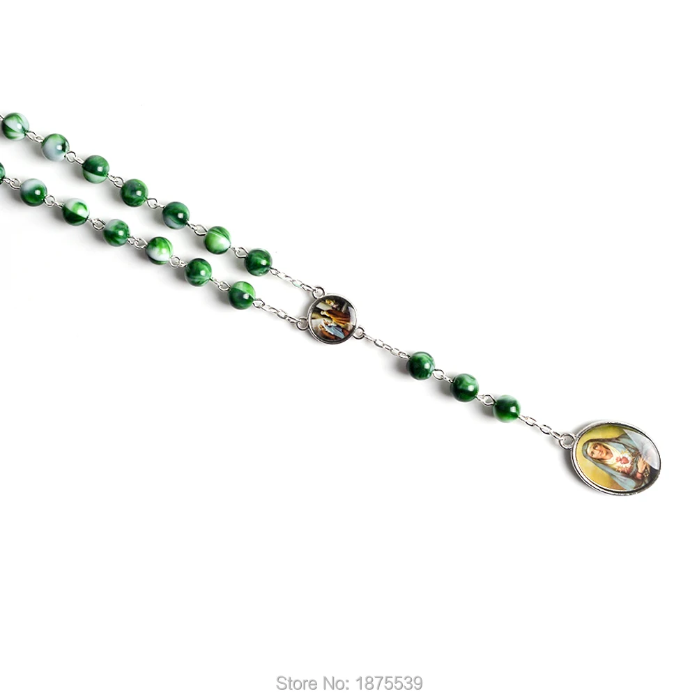 Зеленые акриловые бусы семь печали четки ожерелье для молитвы для женщин