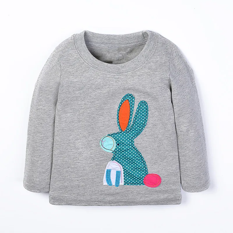 Jumping/футболка для маленьких девочек; детская одежда; Детские футболки с длинными рукавами; Осенняя хлопковая рубашка футболки; Roupas Infantis - Цвет: T5223 GREY