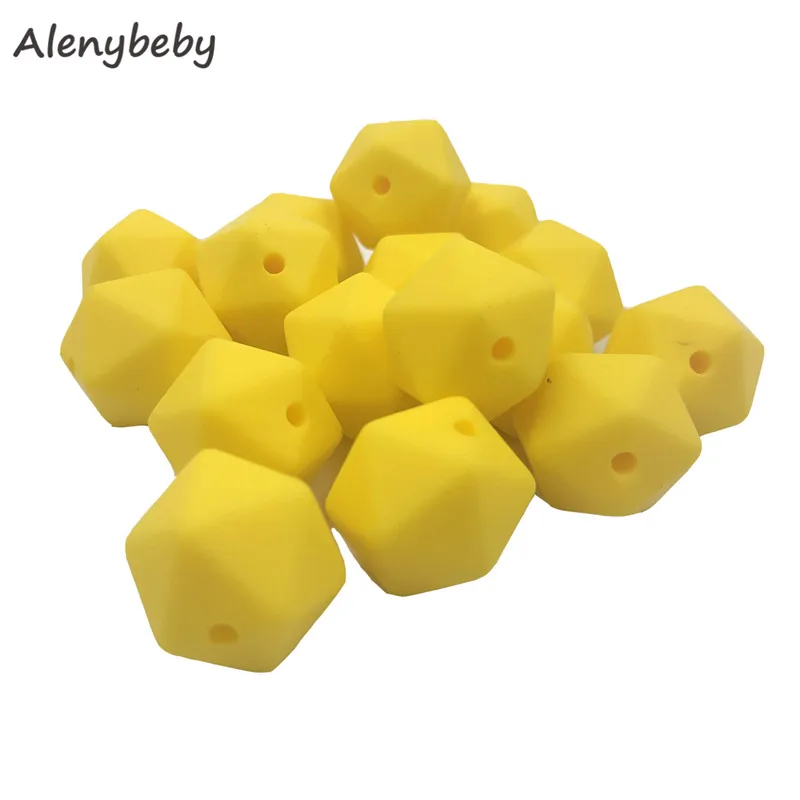 50pc 17mm Silicone Teether Beads Safe Icosahedron Shaped Candy Mix Color Teething Silicone Bead Toy BPA Free DIY Necklace Making