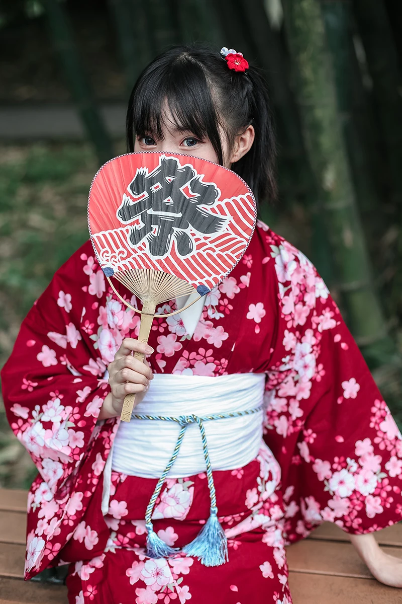 Традиционное японское цветочное кимоно с Obi женский хлопковый банный халат юката женский винтажный косплей костюм вечернее платье