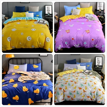

Child Kids 3/4 pcs Bedding Set 1.5m 1.8m 2.0m 2.2m Flat Sheet Bed Linens King Queen Twin Double Size Quilt Duvet Cover Bedlinens