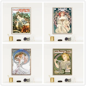 

Alphonse Mucha Large Vintage Art Nouveau Posters and Prints Fine Replica Wall Art Painting Pictures for Living Room Home Decor