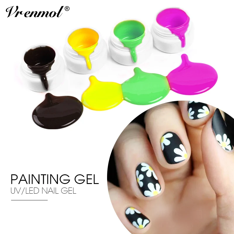 

Vrenmol 1pcs 3D Glitter Painting Nail Gel Polish Semi Permanent Nail Art Semi Permanent Drawing Gel Nail Varnish