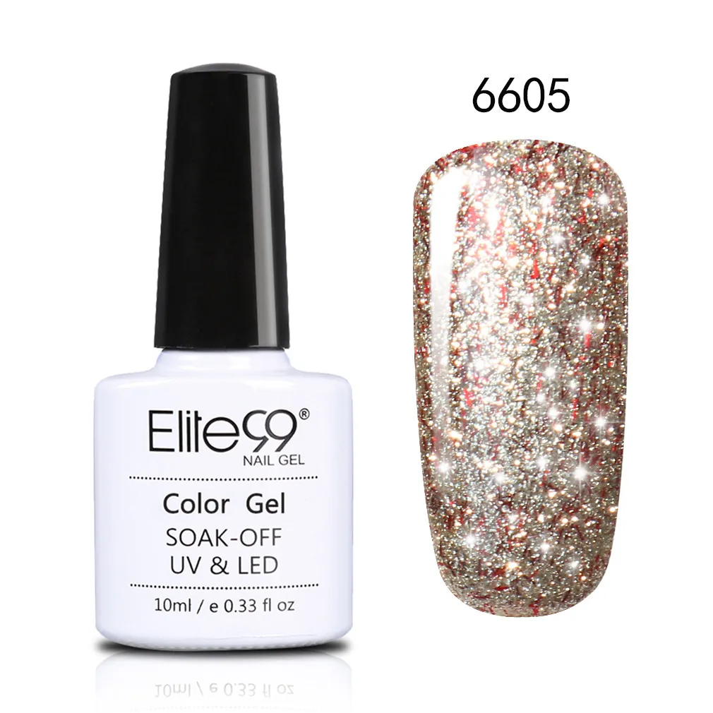 Elite99 Soak Off Starry Gel 3D Effect UV LED Glitter Nail Polish Manicure Bling Gel Varnish Polish for Nail Design