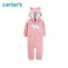 

Carter's 1 piece pink rabbit ears hooded fleece rompers long sleeve jumpsuits Baby girl clothing autumn winter 118I768
