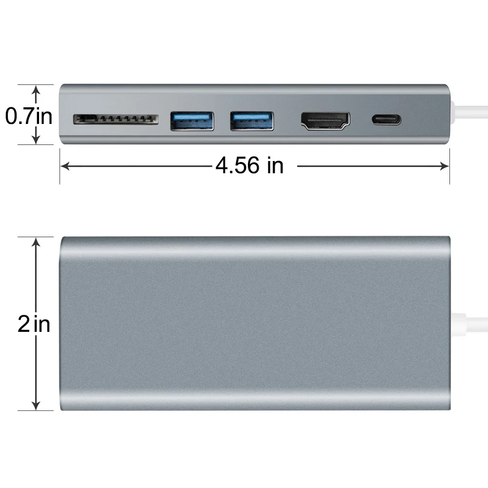 USB C محور 7-in-1with نوع C ميناء الشحن + 4 كيلو HDMI محول + 2 USB 3.0 الموانئ + 1 1000 متر إيثرنت ميناء + 1 SD للماك بوك Chromebook