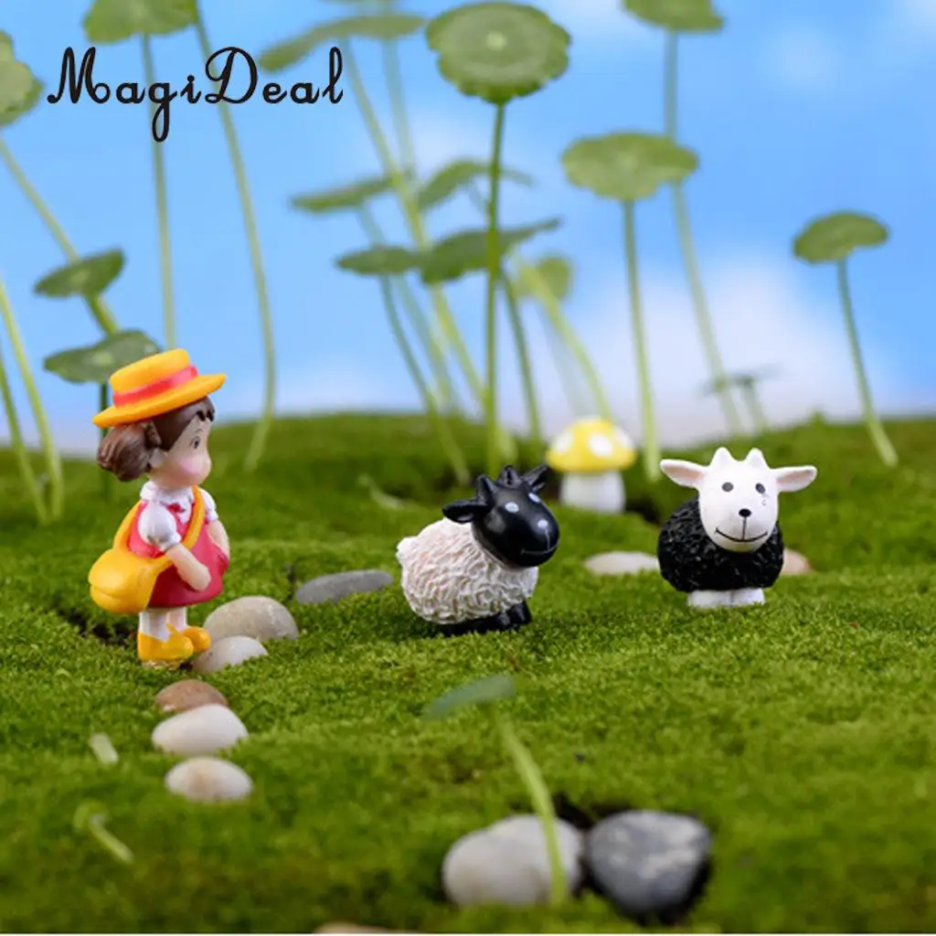 Beste MagiDeal 10 stks Miniatuur Hot selling Kleine Schapen Poppenhuis Bonsai hoge quanlity Tuin Landschap Decoratie
